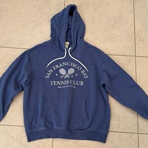 H&M San Francisco Bay Tennis Club Graphic Hoodie Blue Size Medium